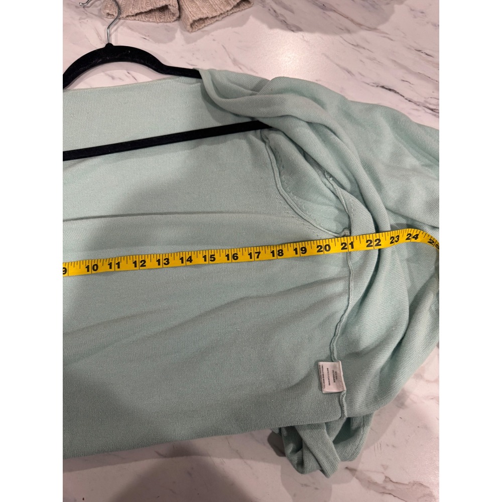 Silk Cashmere Blend Open Front Waterfall Cardigan Mint Green M/L - Picture 6 of 8